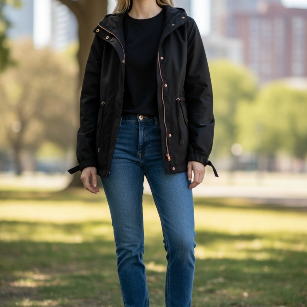 Zara Basic Hood Jacket Black Outerwear - image 2